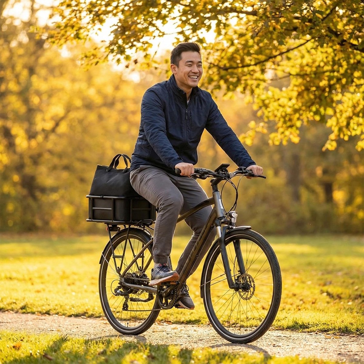 Fietsmand Achter - Fietsmand met tas - Fietsen en Boodschappen - Snel afneembaar - 344x305x15cm - Zwart