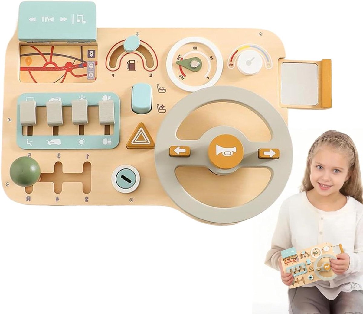 Educatief Stuurwiel - Activiteitenbord Peuter - Fantasierijk Spel - Gladde Randen - 30 x 19 cm - Niet gespecificeerd