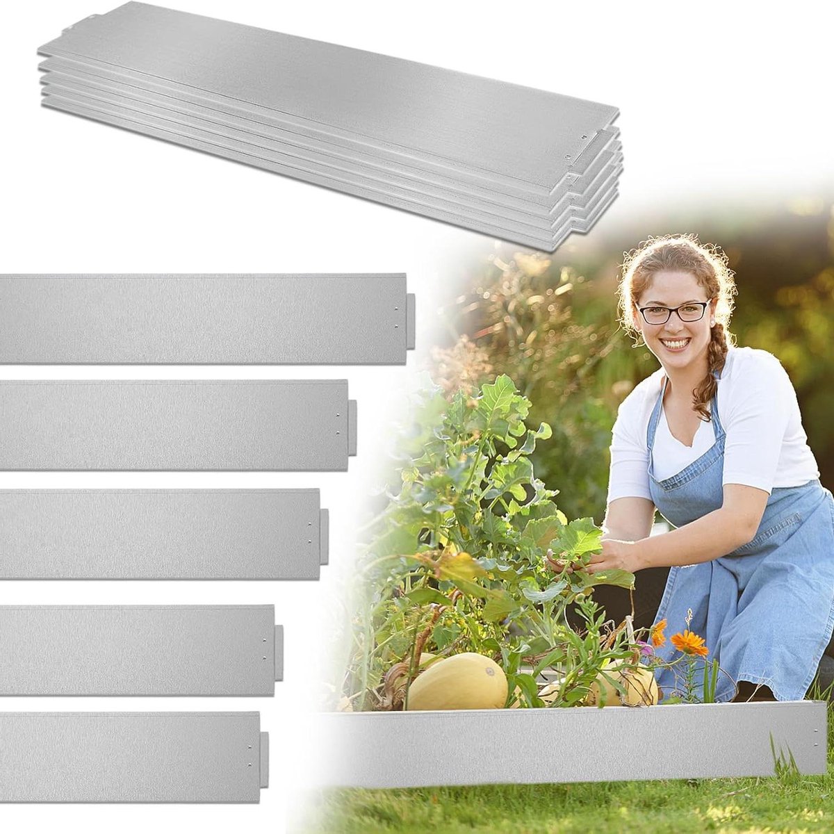 Metalen Gazonrand - Bloembed Afscheiding - Tuin Onderhoud - Flexibel Buigbaar - 30 x 100 cm - Zilver