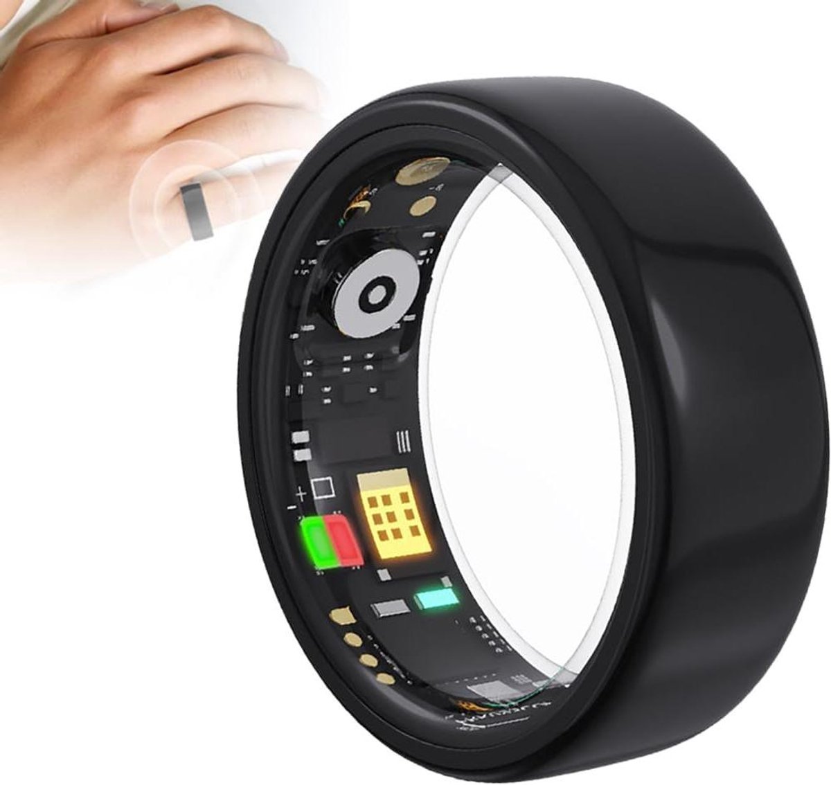 Smart Ring - Gezondheidsring Activiteitentracker - Gezondheid Monitoren - IP68 Waterdicht - 3-5 Dagen Batterij - Zwart