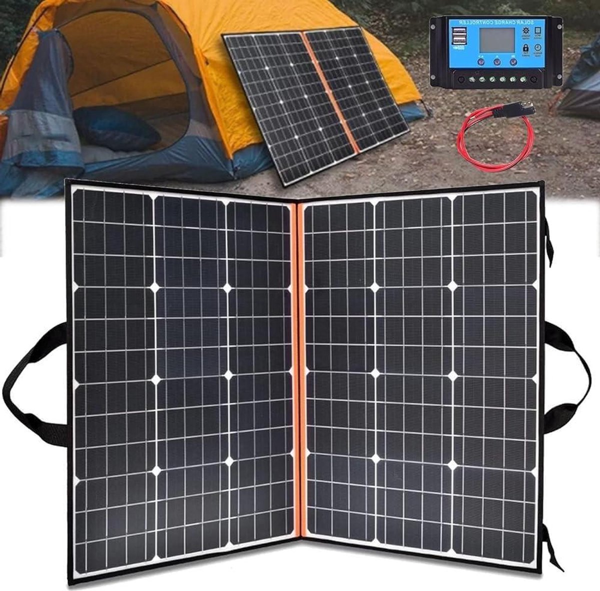 Draagbaar Zonnepaneel - Opvouwbare Zonne-energie - Off-grid Stroomvoorziening - Hoge Omschakelingsefficiëntie - 200W - Zwart