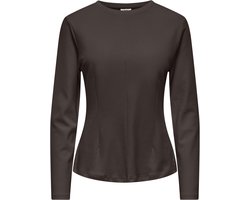 Jacqueline de Yong T-shirt Jdyeva L/s Top Jrs 15376258 Coffee Bean Dames Maat - XS