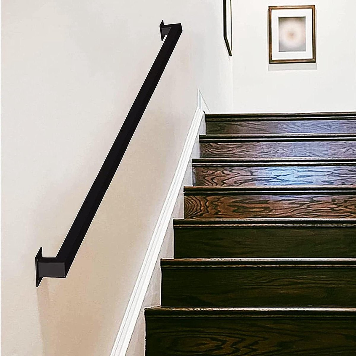 Gegalvaniseerde stalen trapleuning - Wandmontage reling - Veilig traplopen - Hoog draagvermogen - 50 cm - Zwart