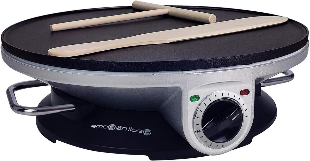 Crêpemaker - Pannenkoekenpan Elektrisch - Lekkere Pannenkoeken Maken - Antikleefcoating - 33 cm - Zilver