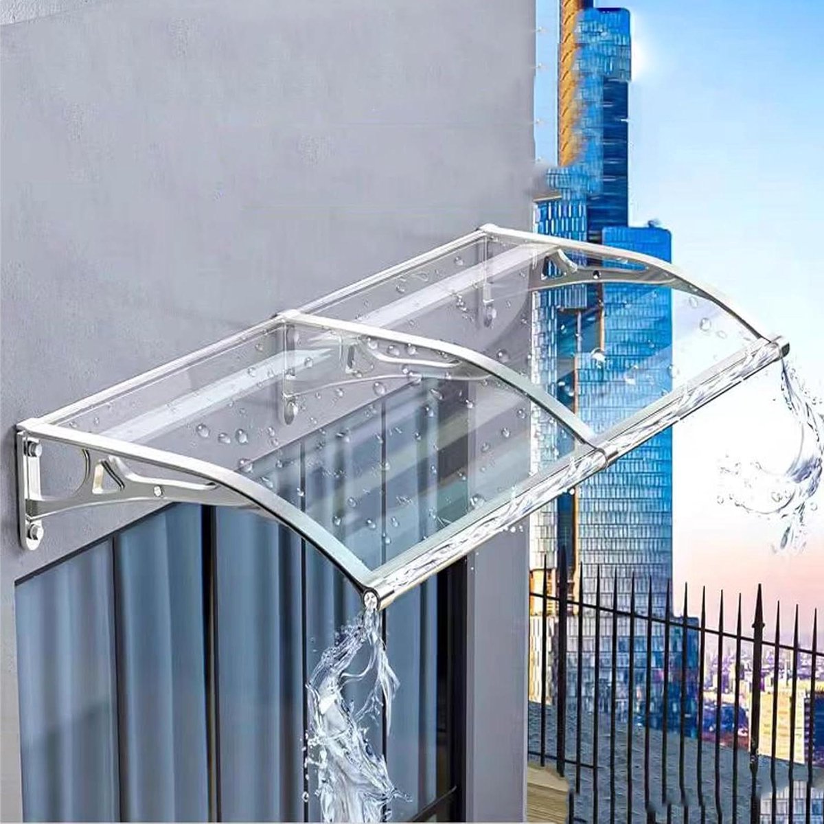 Deur Luifel - Overkapping Huisdeur - Droog Blijven - Geïntegreerde Goot - 60x100cm - Transparant