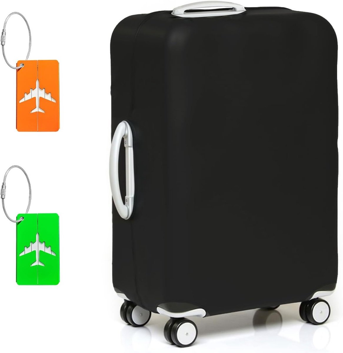 Reisbagage met 2 bagagetags, wasbare koffer van 66-28 inch, ideaal voor trolleys en vakanties, zwart en klassiek