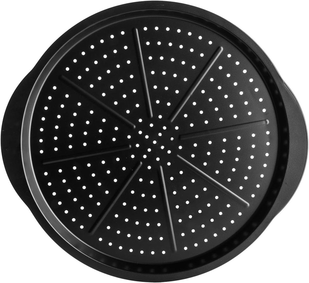 Pizzaplaat Rond - Bakblik Pizzapan - Oven Bakken - Geperforeerd Koolstofstaal - 385 cm - Zwart