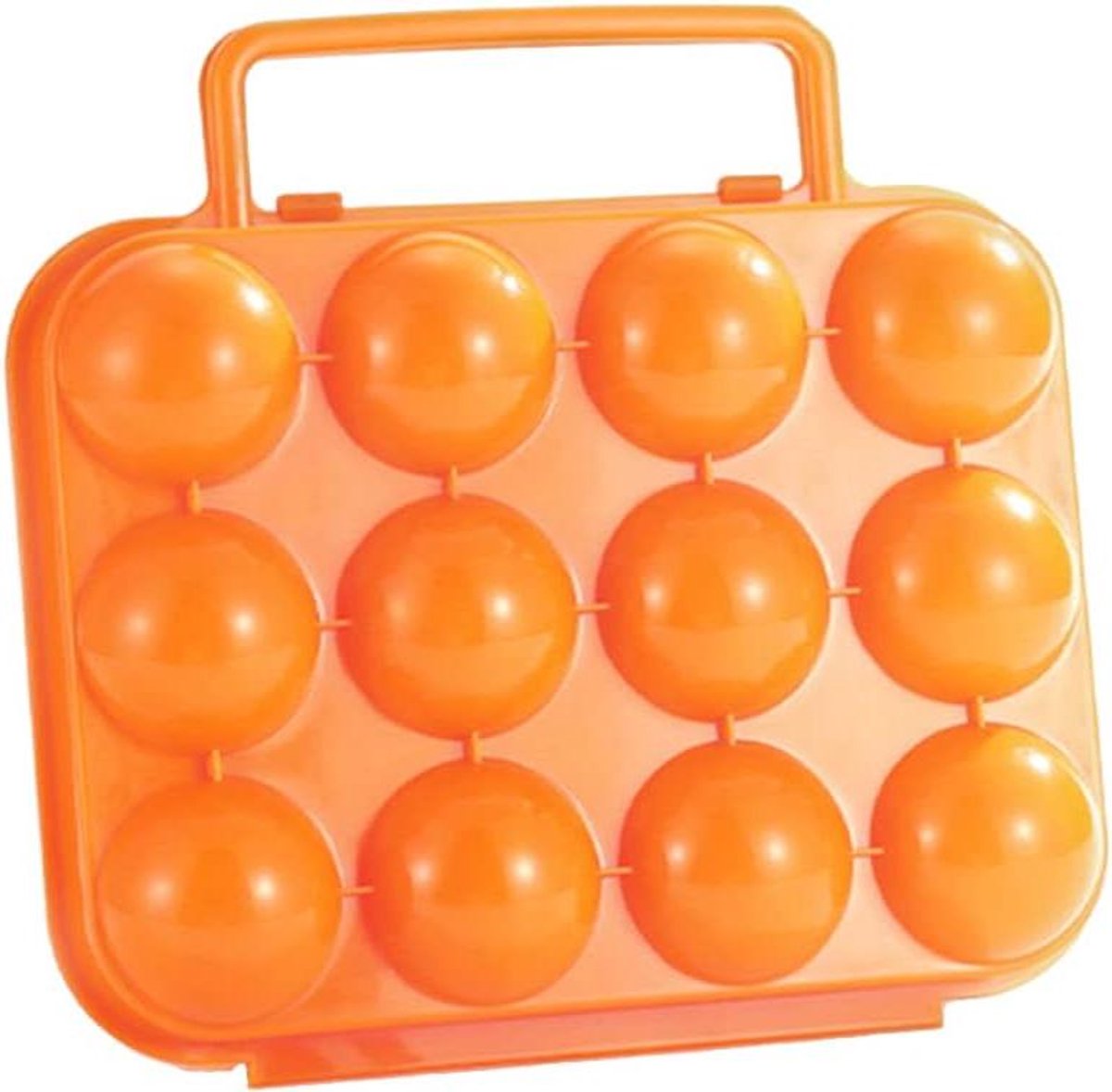 Eierhouder 12 Grid - Eierdoos Camping - Eieren Meenemen - Met Handvat - 20 x 20 x 7 cm - Oranje