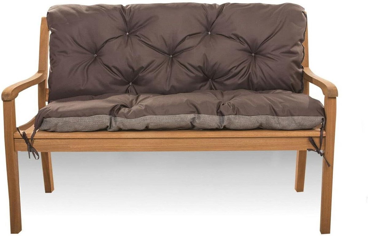 Bankkussen - Zitkussen Tuinbank - Comfortabel Zitten - Wasbaar Kussen - 110x60x50 cm - Bruin