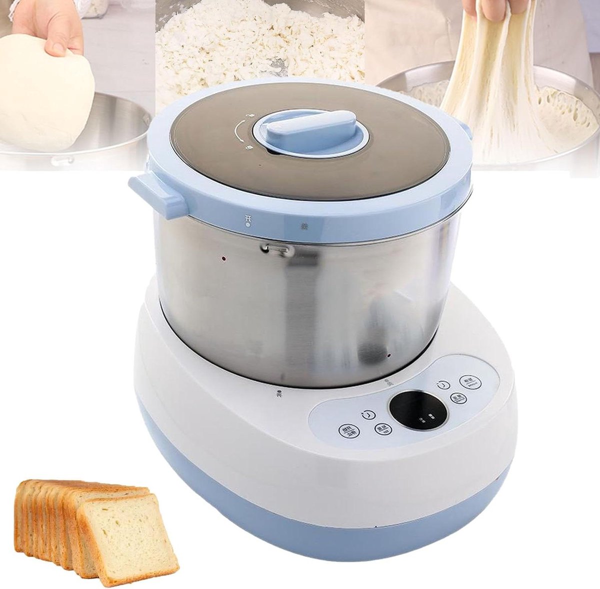 Deegmixer - Kneder Keukenmachine - Brood Bakken - Constante Temperatuur Gisting - 5L Kom - Blauw