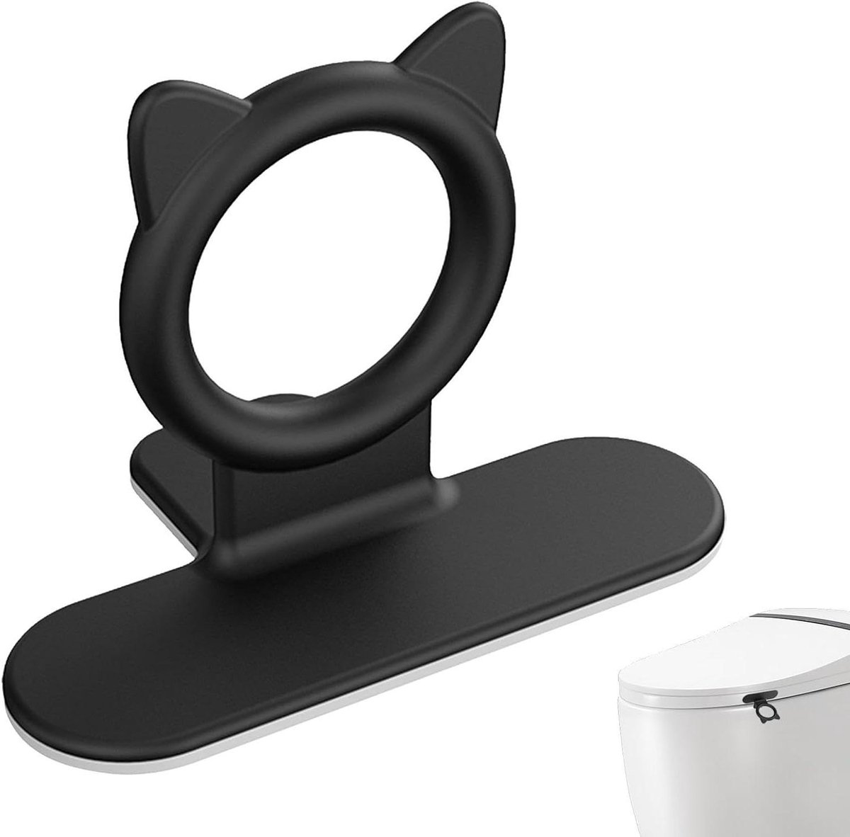 Toiletdeksel Hefgreep - Toiletbril Lifter - Hygiënisch Gebruik - Zelfklevend Ontwerp - 15 x 48 x 2 mm - Zwart
