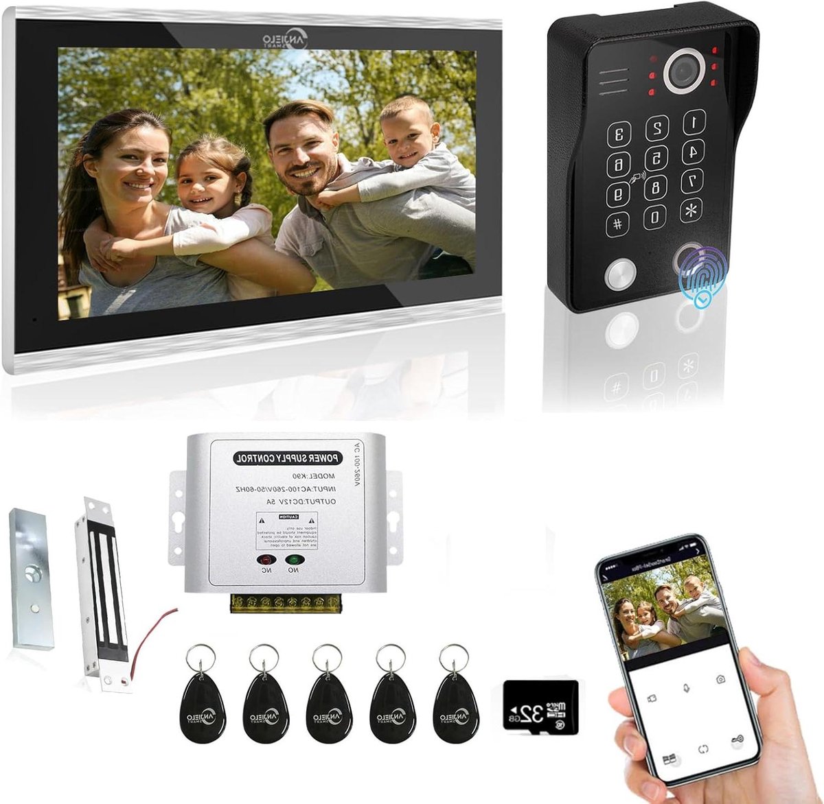 Videodeurintercom Systeem - Deurtelefoon met Camera - Veilig Huis - 10 Inch Touchscreen - 27 x 18 cm - Zwart