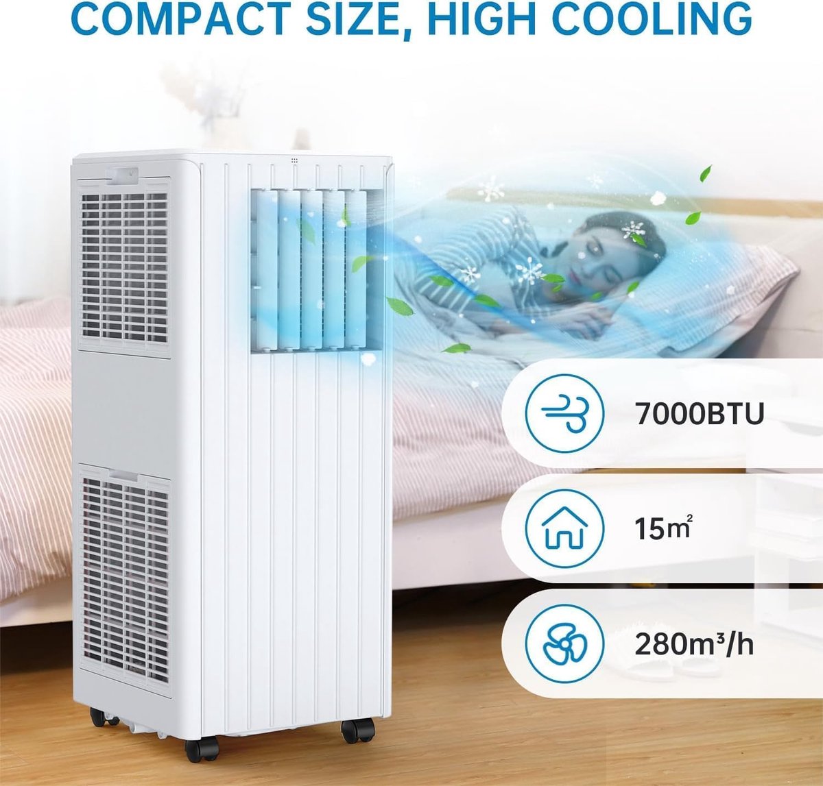 Draagbare Airconditioner - Mobiele Airco Koelapparaat - Ruimte Koelen - Stille Werking - 7000 BTU - Wit — afbeelding 5