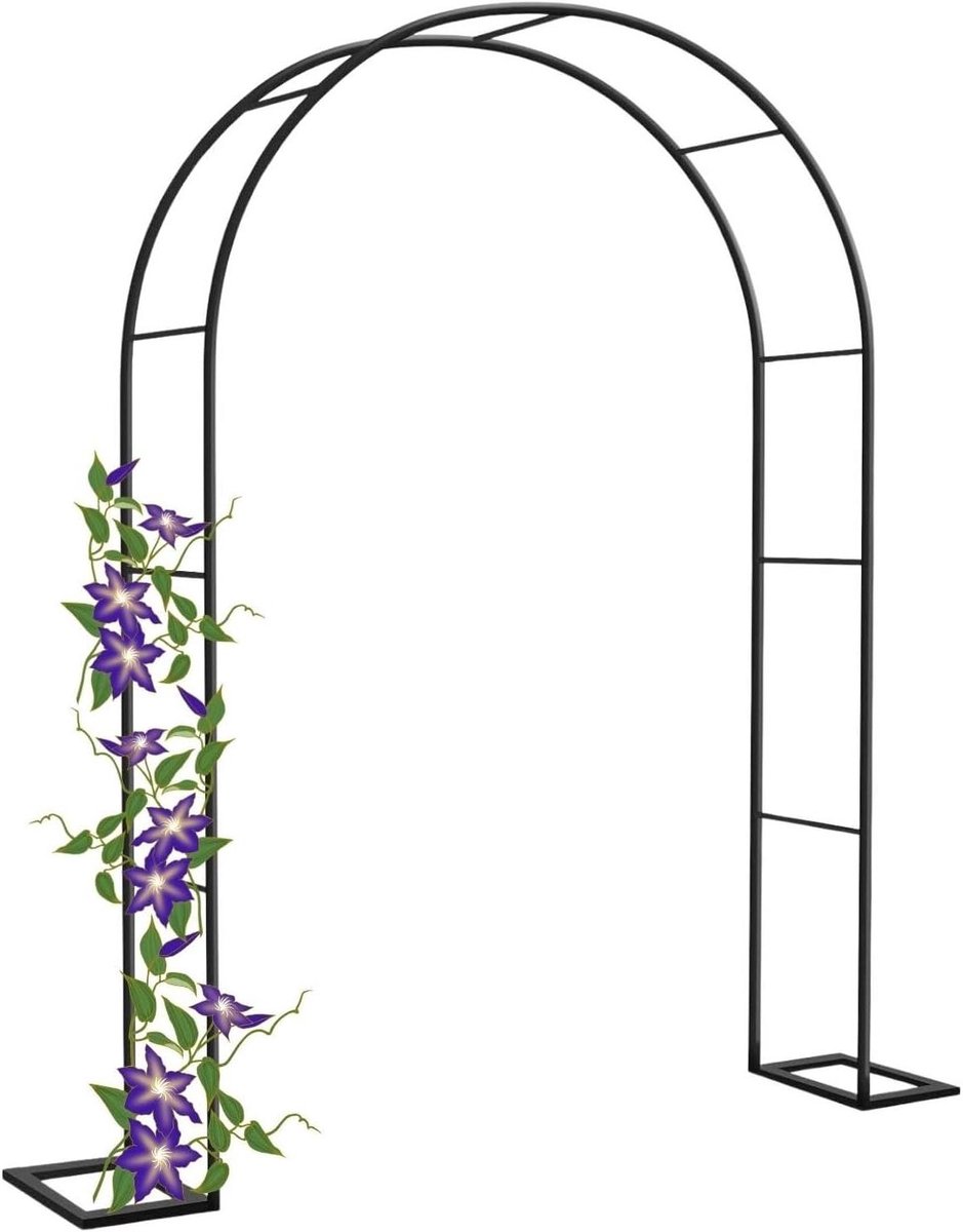Tuinboog Metaal - Bruiloftsprieel Klimplantenboog - Decoratieve Tuinondersteuning - Stevig Gesmeed Metaal - 300 x 220 cm - Zwart