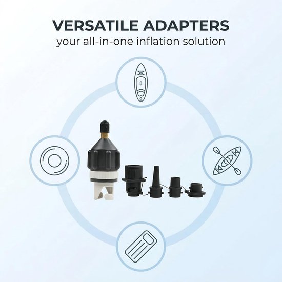 Ventieladapter Set - Opblaasmondstuk SUP - Watersport Uitrusting - 4-in-1 Universeel - 16.85 g - Zwart — afbeelding 2