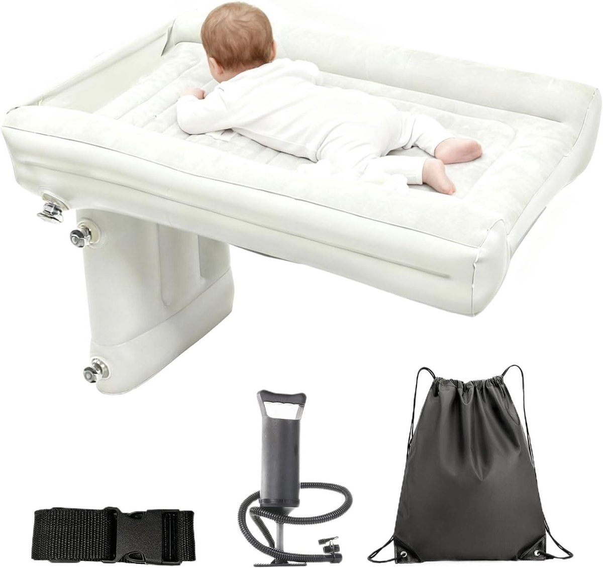 Opblaasbaar Auto Bed - Achterbank Matras - Reizen en Kamperen - Verbeterde Stabiliteit - 80x50x42cm - Enkele Attribuut