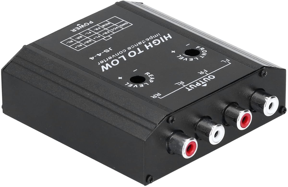Dailygoody - Audio-impedantieconverter - Hoge naar Lage -lijn - 12V 4-kanaals - Compatibel met Autoradioluidsprekers - Geluidsversterking - Ideaal voo...