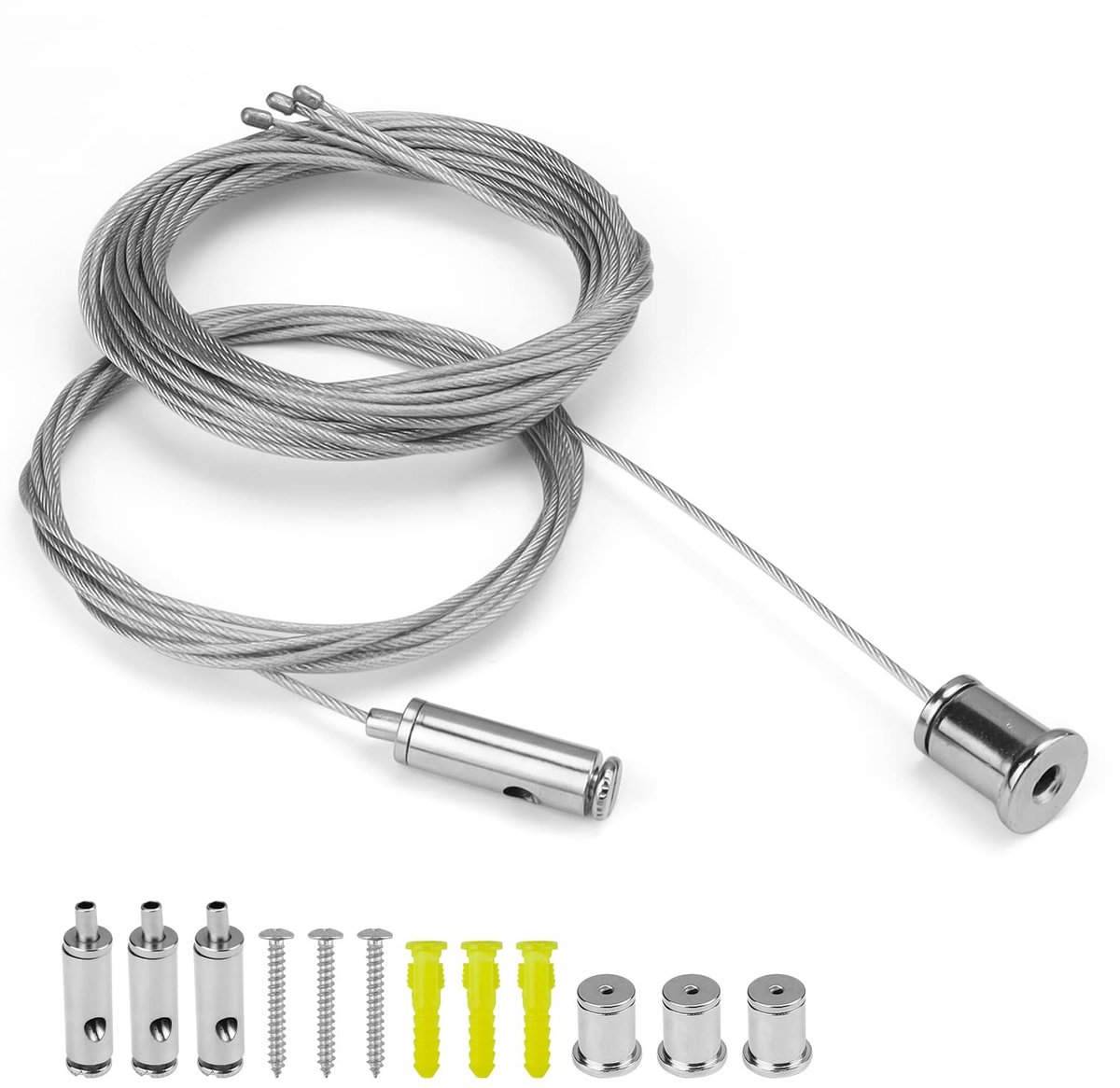 Dailygoody - Verstelbare Kabelophangingen - Stalen Kabel 1,5 mm - Duurzaam en Robuust - 2 m Lengte - Geschikt voor LEDpanelen en Plafondlampen - Verst..