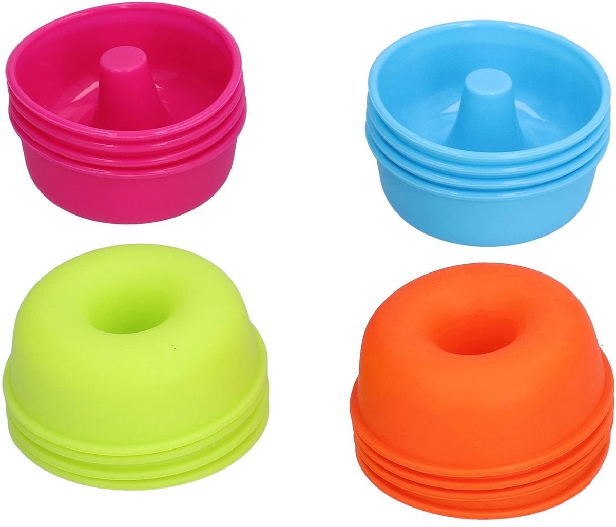 Dailygoody - Mini Donutvormen - Siliconen Bakvormen - Herbruikbaar - Heldere Kleuren - Voor Muffins en Desserts - 16 Stuks