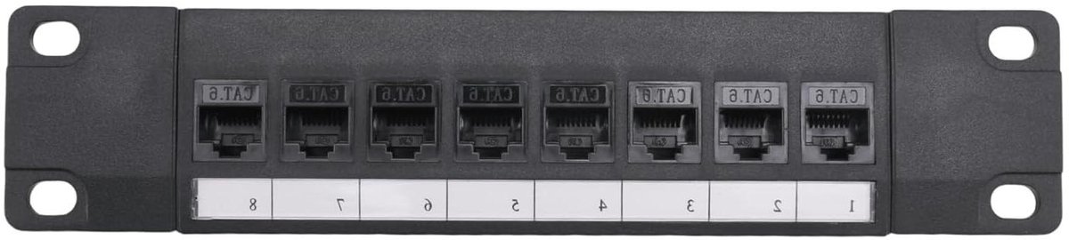 Patch Panel - Netwerk Adapter - Netwerk Installatie - 8 Poort Recht - 21 cm - Zwart