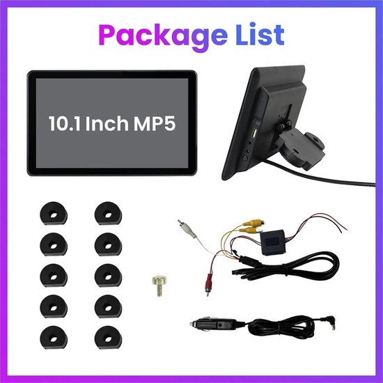 Autostoel Monitor - Hoofdsteun Scherm - Reizen met Kinderen - IPS Touchscreen - 10.1 inch - Zwart — afbeelding 2