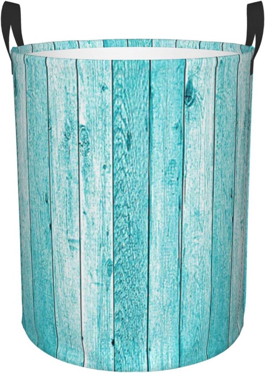 Wasbak met Houten Textuur - Opvouwbare Mand - Kleding Opbergen - Waterdichte Oxford Stof - 16.5 x 13.8 Inch - Houttextuur