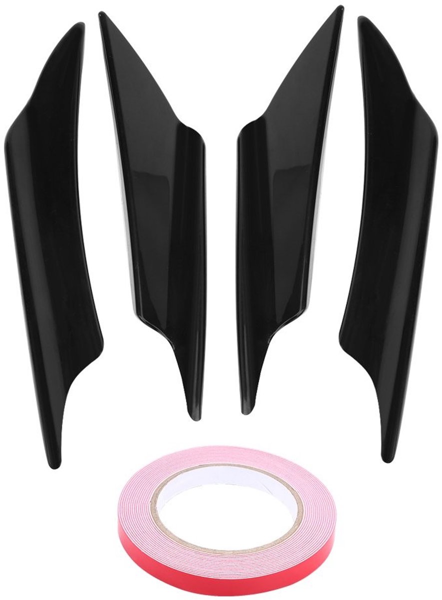 Dailygoody - OmGoods - Dailygoody - Front Bumper Spoiler - Auto Body Spoiler - Bescherming tegen krassen - Zwart - Voor alle voertuigen - 4-delige set voor bumperlip