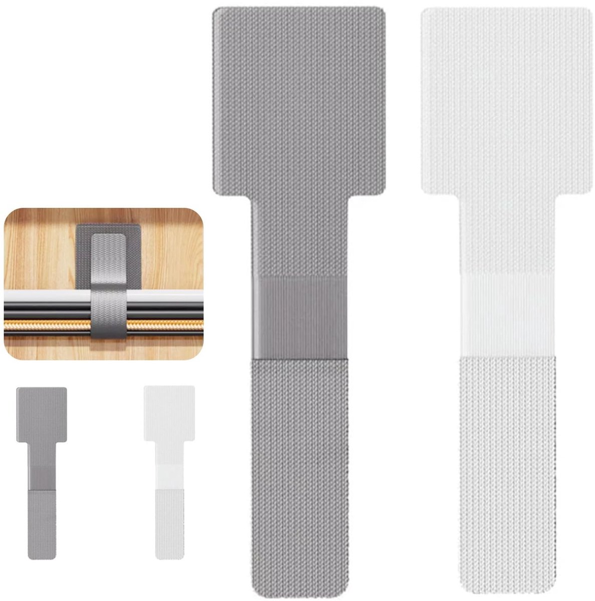 Dailygoody - Velcro Kabelbinders - Zelfklevend - 30 Stuks - Kabelorganisatie - Herbruikbaar - Flexibel - Geschikt voor Thuis en Kantoor - Wit en Grijs