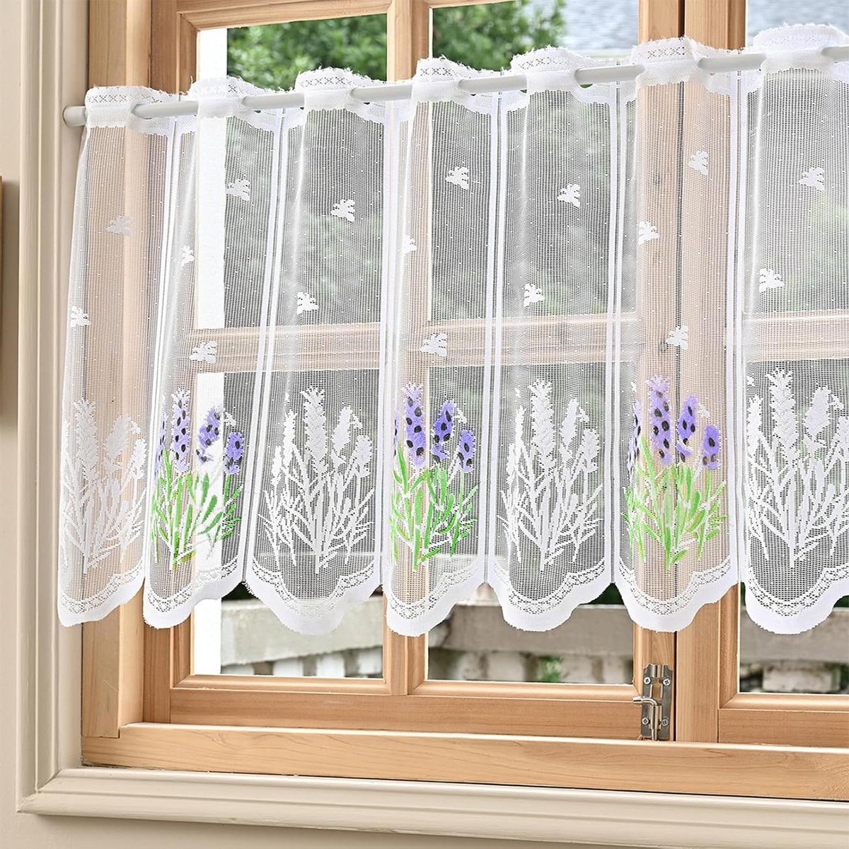 Vitrage Keukengordijn - Bistrogordijn Kort - Keuken Decoratie - Lichtdoorlatend Voile - 45 x 160 cm - Wit