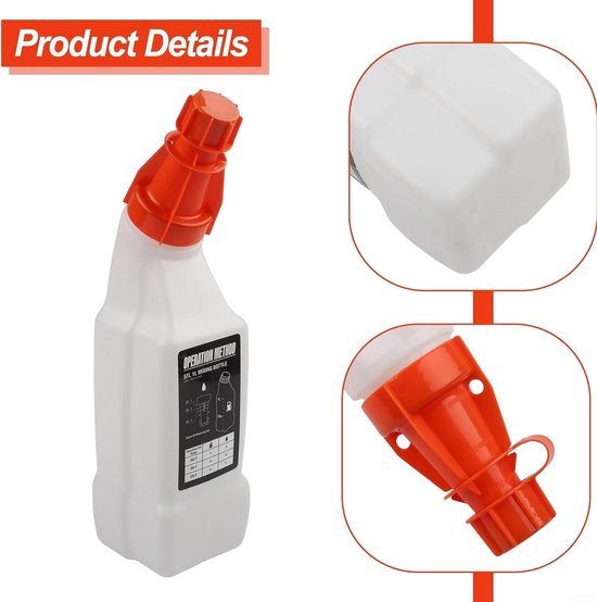 Brandstof Olie Mengfles - Tweetakt Mengfles - Tuingereedschap Onderhoud - Nauwkeurige Mengverhoudingen - 1 Liter - Wit — afbeelding 4