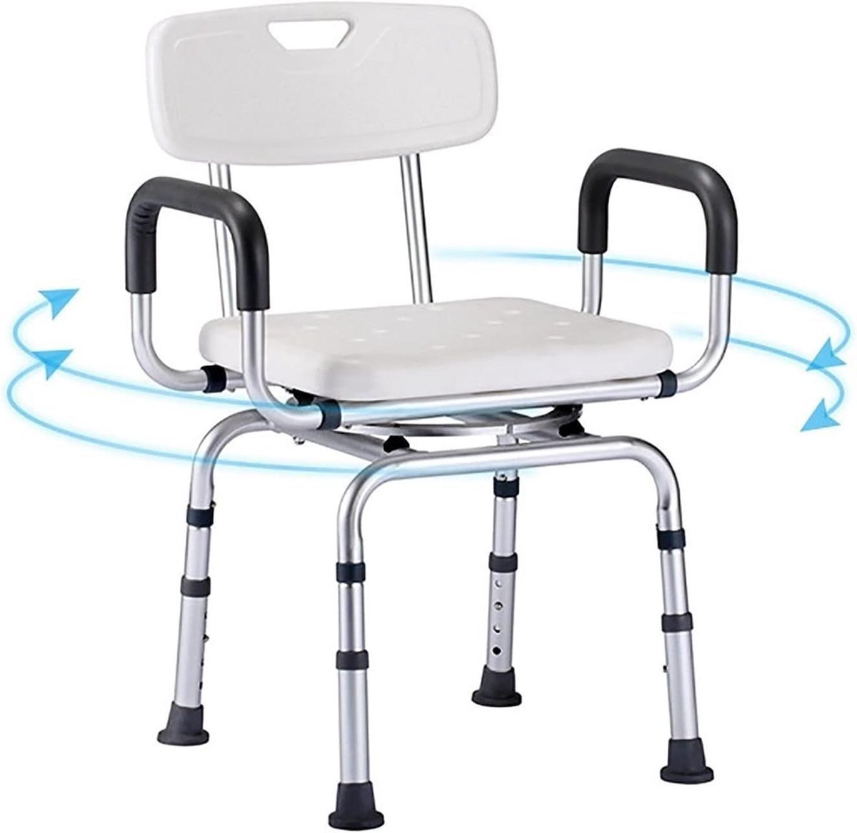 Douchestoel - Badstoel Draaibaar - Veilig Douchen - 360 Graden Draaibaar - Verstelbaar 40-48 cm - Wit