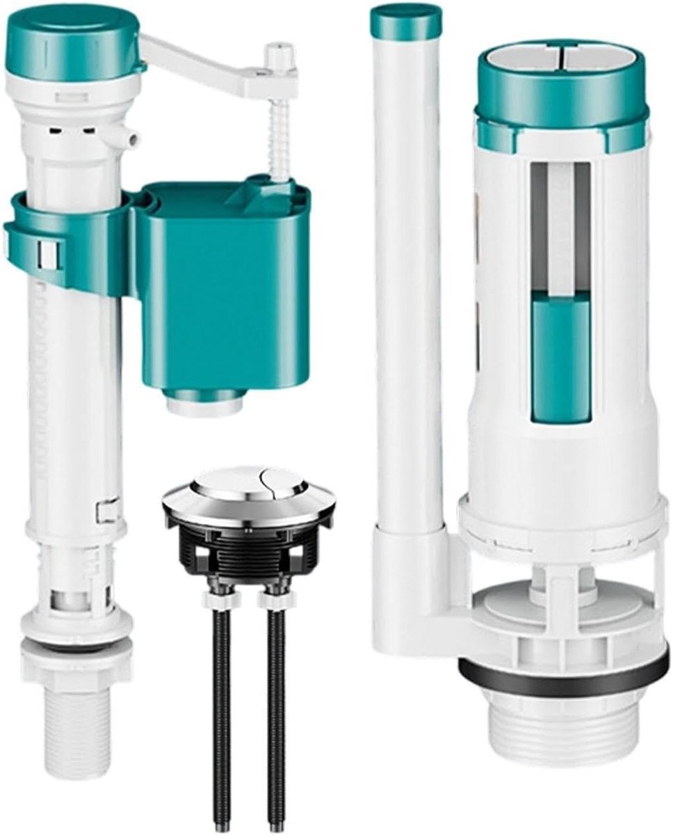 Toilet Spoelmechanisme - Vervangingsset Tank - Sanitair Reparatie - Geoptimaliseerd Spoelsysteem - Verstelbaar - Blauw Wit