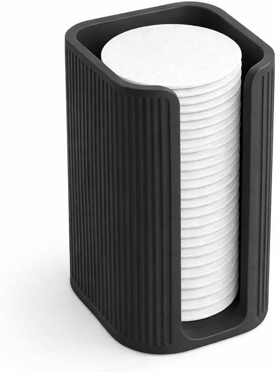 Wattenschijf Dispenser - Cosmetica Houder - Make-up Routine - Stofbescherming - 7x7x11 cm - Zwart