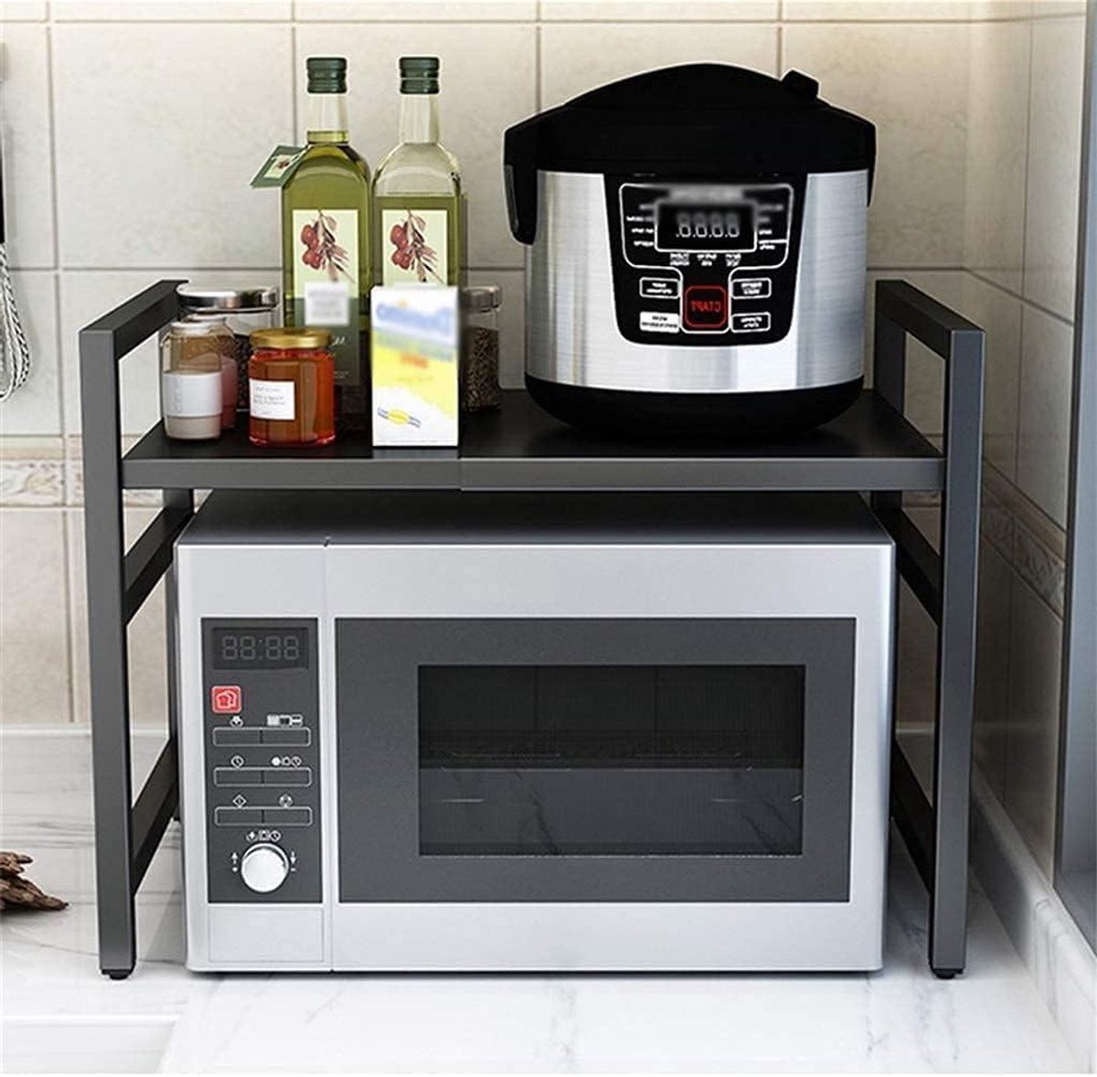 Magnetron Opbergrek - Keuken Organizer - Keuken Opbergen - Uitbreidbare Breedte - Tot 60 cm - Zwart