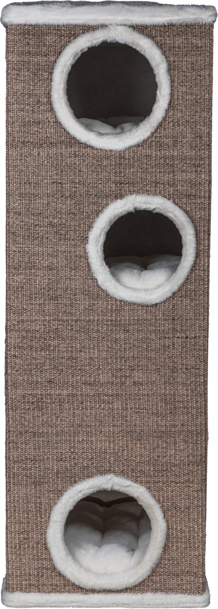 Zoodis Linnea 120 Kattenkast met 3 Slaapplaatsen | Moderne Katten Toren | Zachte Ligplaatsen | Compact Kattenmeubel | greige