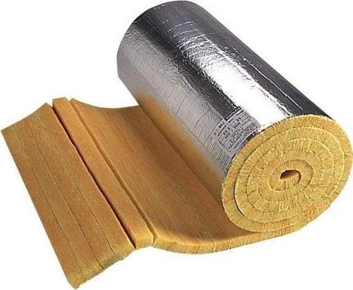 Glaswol Lamellenmat - Isolatiemat Rookbuis - Isoleren Verwarming - Brandklasse A2-S1 - 20-50 mm dik - Grijs