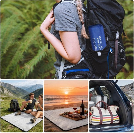 Slaapmat Folie - Campingmat Thermisch - Buiten Ontspannen - Warmte Opslag - 200x200cm - Veelkleurig — afbeelding 4