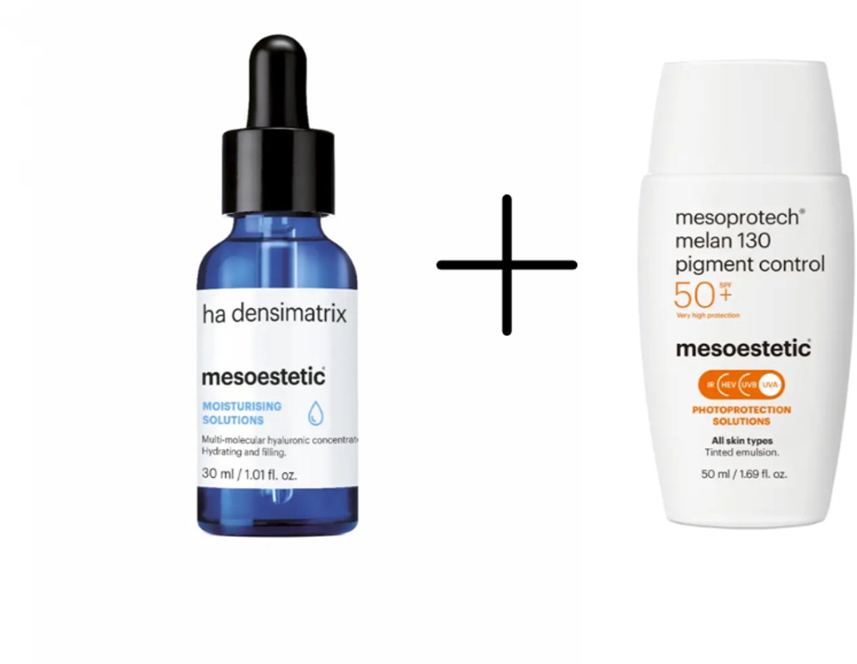 Mesoestetic Duo Set – Mesoestetic HA Densimatrix & Mesoestetic Melan 130 SPF50 – Hydratatie & Pigmentvlekken – Serum + Zonbescherming Gezicht