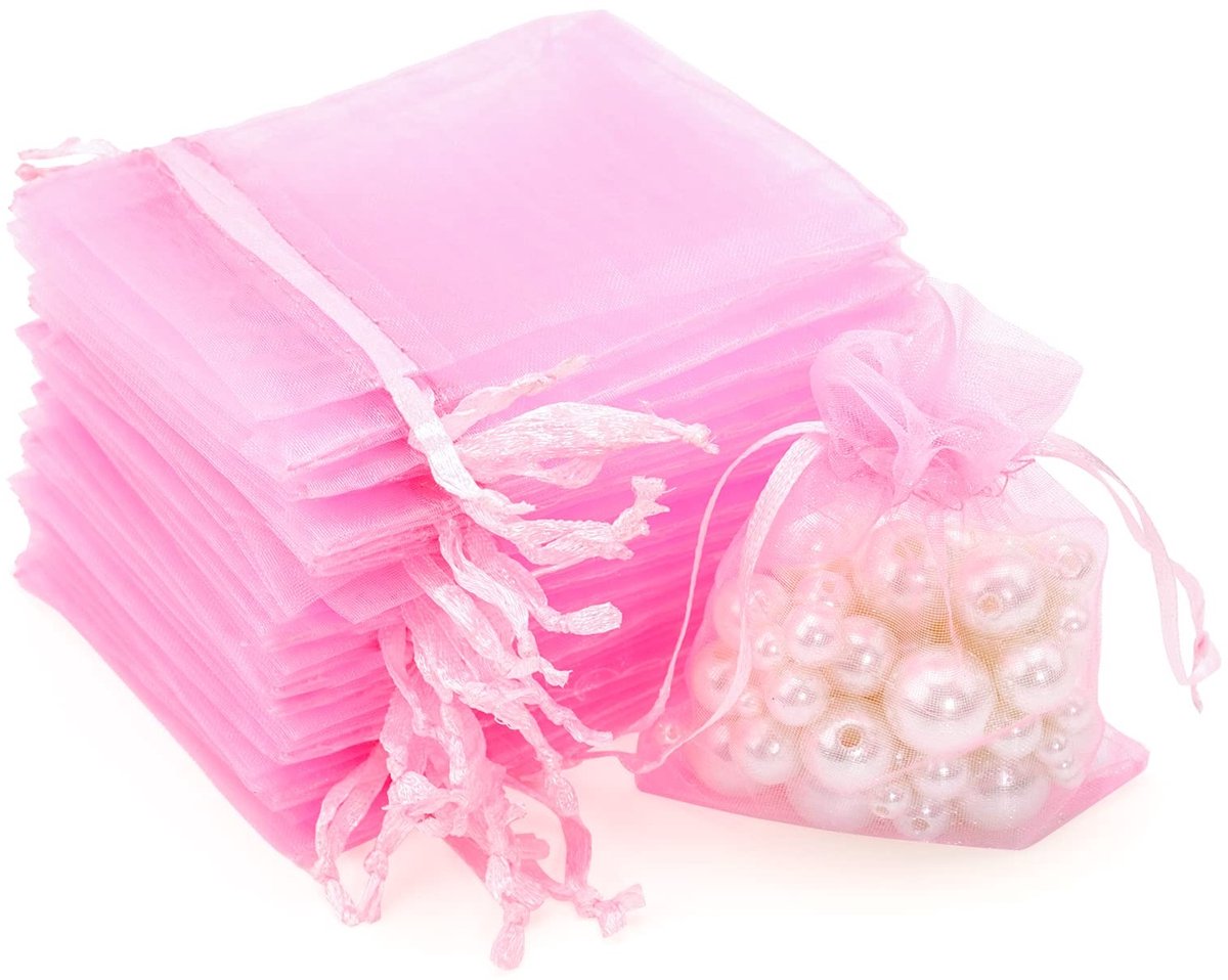 aladdien - organzazakjes - geschenkzakjes - ideaal voor bruiloften - roze - kleine cadeauzakjes - perfect voor snoep en sieraden - 50 stuks