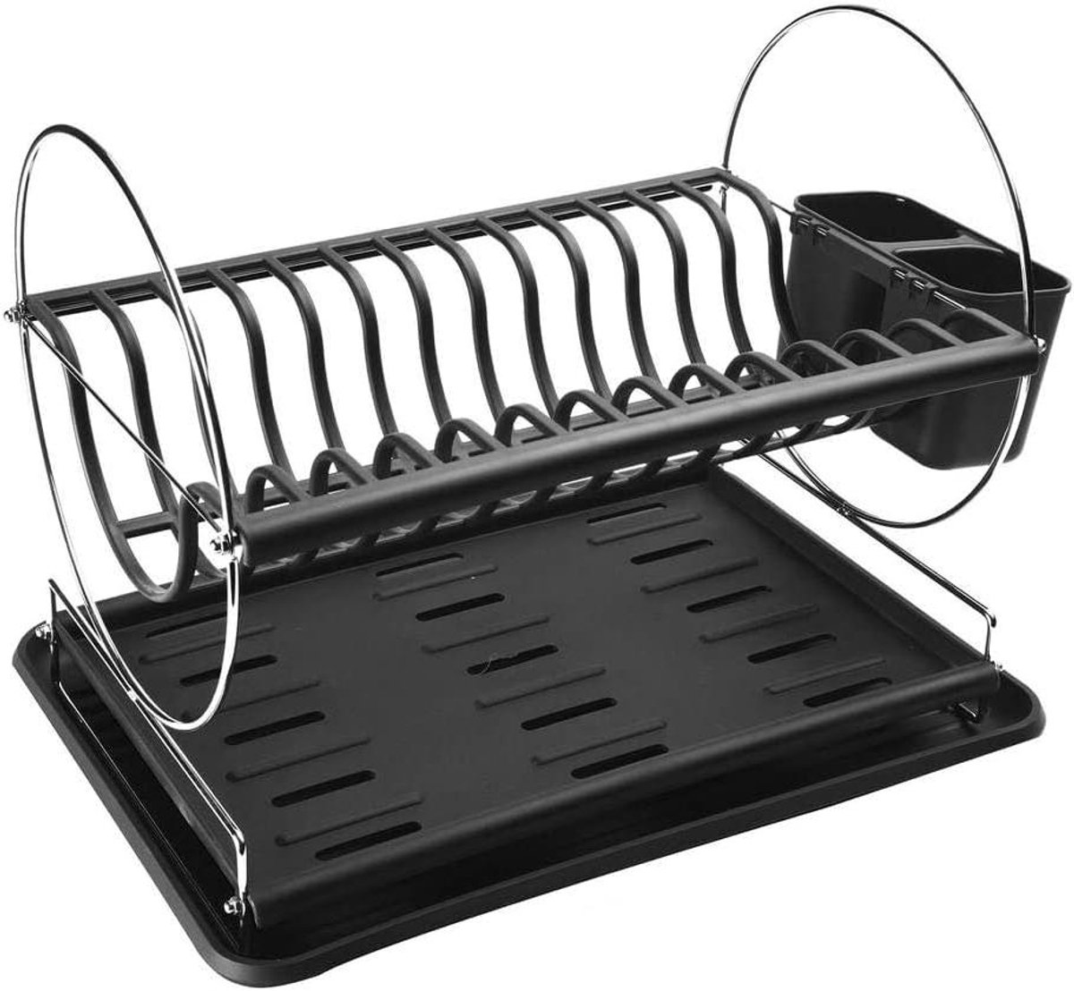Afwasrek - Keukenrek - Keuken Organisatie - Twee Niveaus - 43 x 32 x 33 cm - Zwart