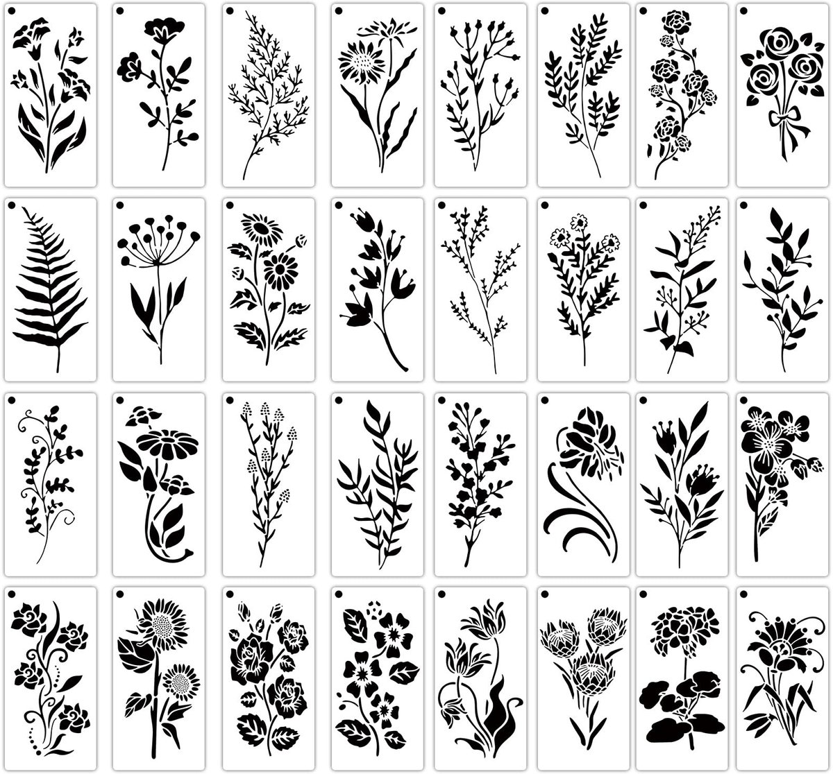 aladdien - Herbruikbare Sjablonen voor Wildbloemen - Perfect voor Schilderen en DIY Projecten - Creatief - 32 Stuks - Herbruikbaar - Geschikt voor S...