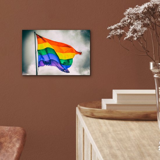 Photo d'un drapeau arc-en-ciel Aluminium 30x20 cm - petit - Tirage photo sur aluminium (décoration murale en métal)