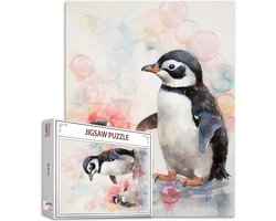 Tucocoo Leuke pinguïn legpuzzels voor volwassenen 1000 stukjes, dieren en bubbels kunst puzzel kleurrijke doe-het-zelf ambachtelijke puzzels voor woondecoratie geschenken, familiepuzzel, perfect voor