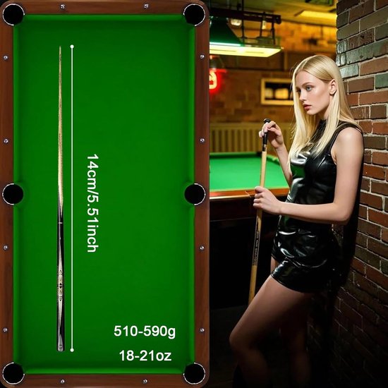 Biljartkeu Set - Poolkeu Snookerkeu - Spel Verbeteren - 3/4 Split Ontwerp - 102 mm Kop - Zwart — afbeelding 3