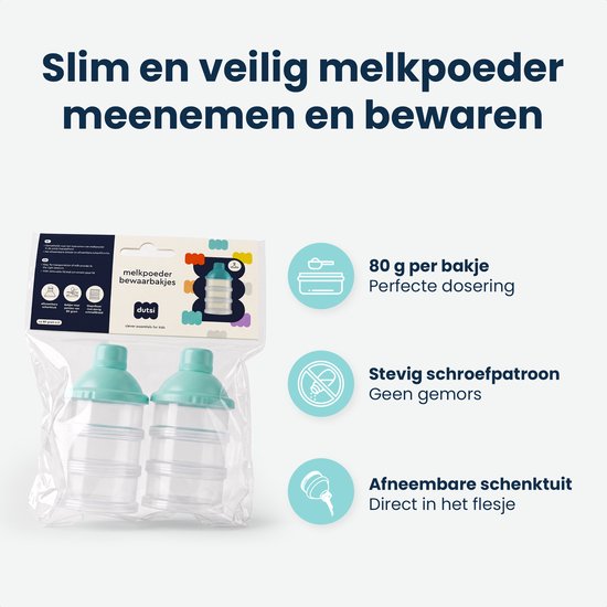 Dutsi - Melkpoeder Bewaarbakjes - 2 Stuks - Melkpoeder Toren met Schenktuit - BPA-vrij - Melkpoeder Doseerdoosjes - Stapelbaar van Dutsi — afbeelding 3