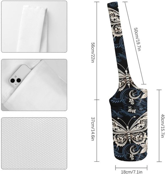 Yogamat Tas - Gym tas - Sporten en reizen - Duurzaam canvas materiaal - 50x40x18 cm - Wit met print van Yogamat — afbeelding 5