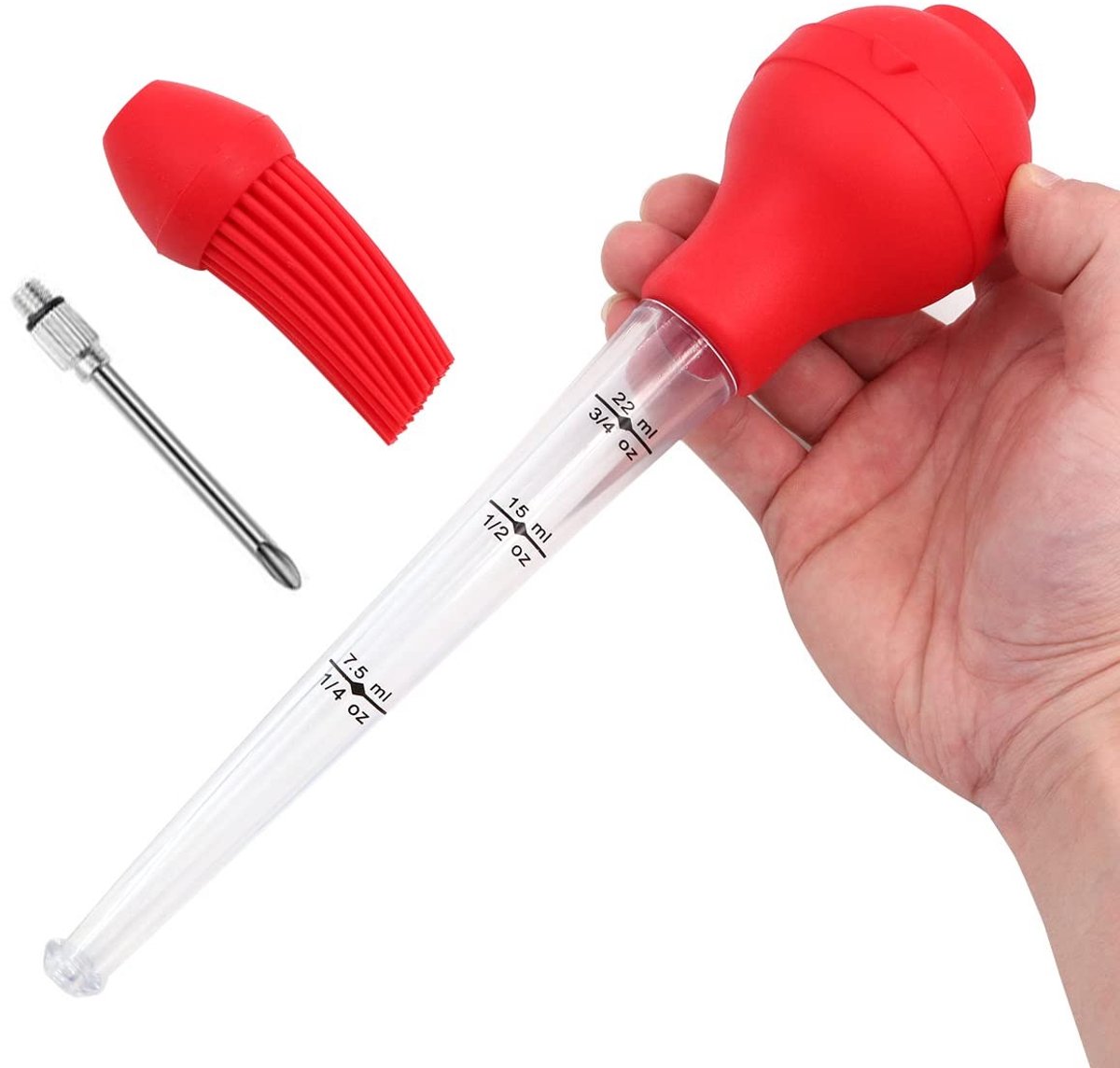 aladdien - Kook- en Grillset - Handige Keukentool - Rood - Spice Pump - Olie Druppeltube - Inclusief Reinigingsborstel - Geschikt voor Kalkoen Berei...
