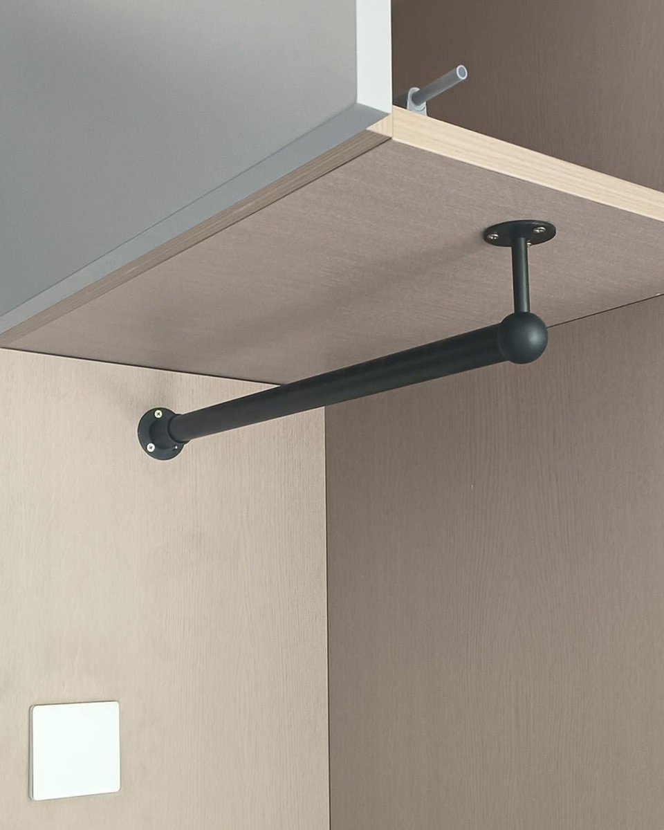 Garderoberail - Hangstang Kast - Ruimte Besparen - L-vormig Ontwerp - 148 cm - Zwart