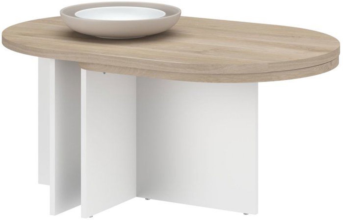 PARISOT BETTY – Draaibare salontafel – Eiken wit – 90-130,4