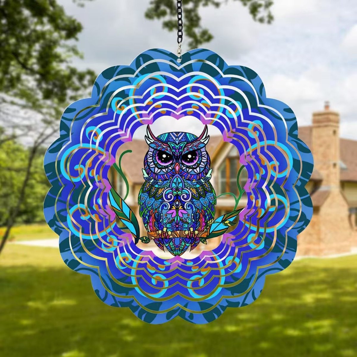 Windgong - Windrotor - 30 cm - 3D kinetische hangende sculptuur, roestvrije metalen tuindecoratie, terraskunst -Stijl 14